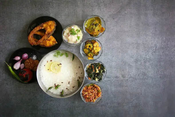 Pakhala bhat, cooked rice lightly fermented in water. Mostly popular in the eastern part of India
