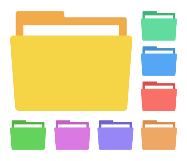 Folder set in different colors. Vector. Folder set in different colors. Vector. school supply clipart stock illustrations