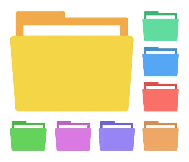 Vector illustration of Folder set in different colors. Vector.