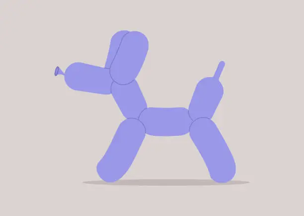 Vector illustration of A purple balloon sculpted as a poodle dog shape