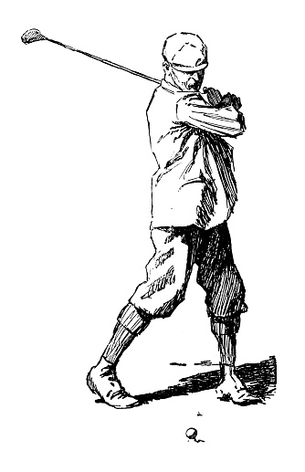 Antique sport illustration: Golfer