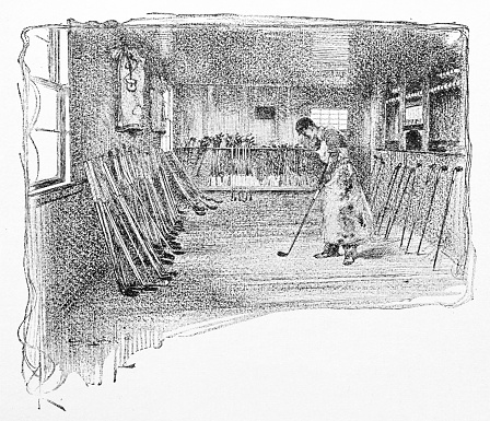 Antique sport illustration: Willie Dunn's Golf Shop at Shinnecock