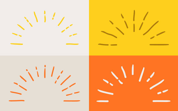 illustrazioni stock, clip art, cartoni animati e icone di tendenza di elementi di design sunrise sunburst burst - moving up flash