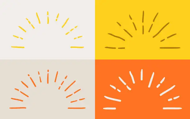 Vector illustration of Sunrise Sunburst Burst Design Elements