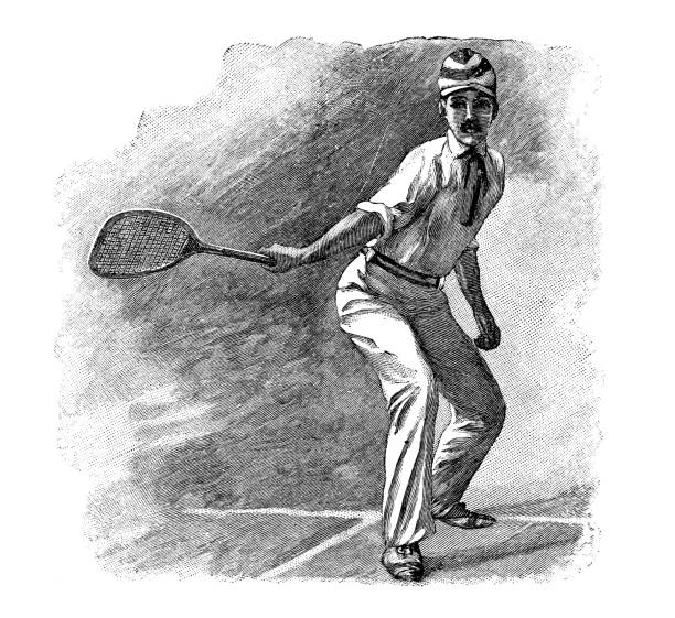 istock Antique sport illustration: Tennis player 1474172346