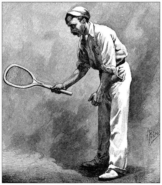 istock Antique sport illustration: Tennis player 1474172395