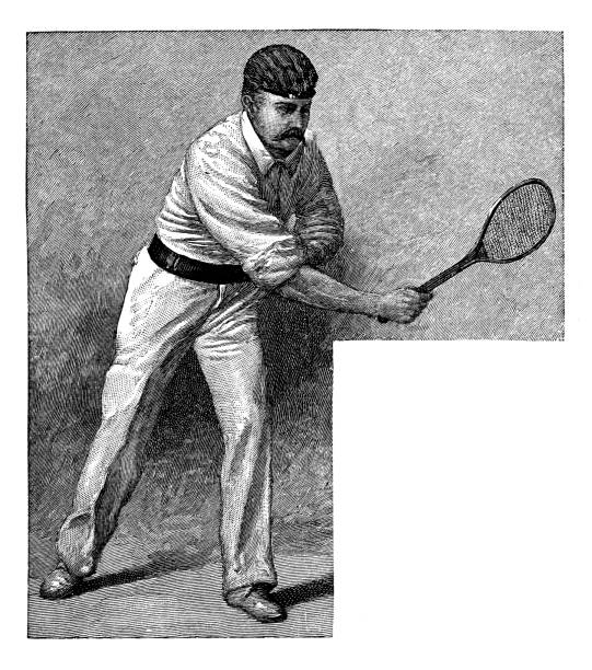 istock Antique sport illustration: Tennis player 1474172434