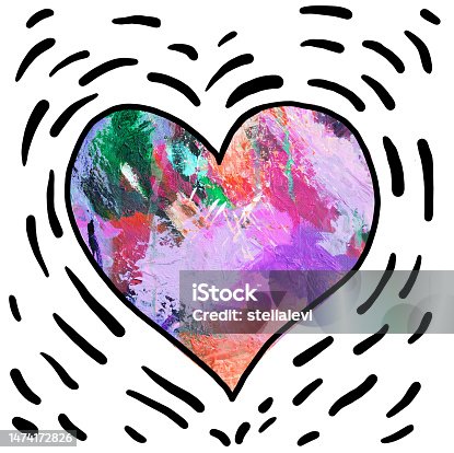 istock Colorful Heart painting Acrylic and black ink 1474172826