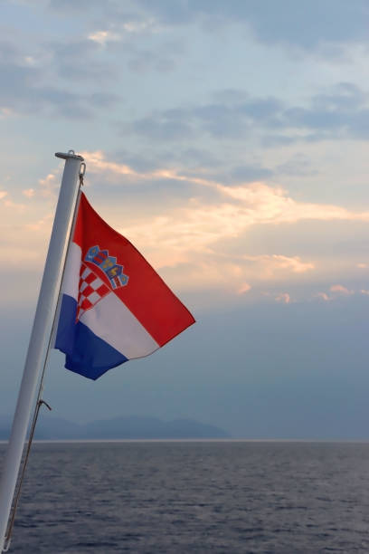 istock Croatian Flag and Sunset 1474174605