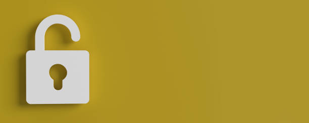 istock Unlocked padlock symbol on yellow background 1474175467