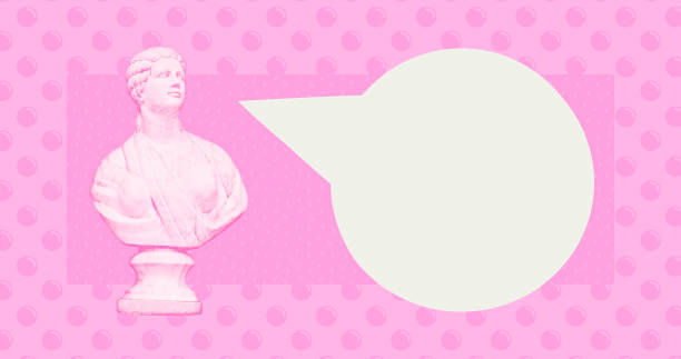 istock Contemporary digital collage art. Modern trippy design. Statue and dialogue space 1474176789