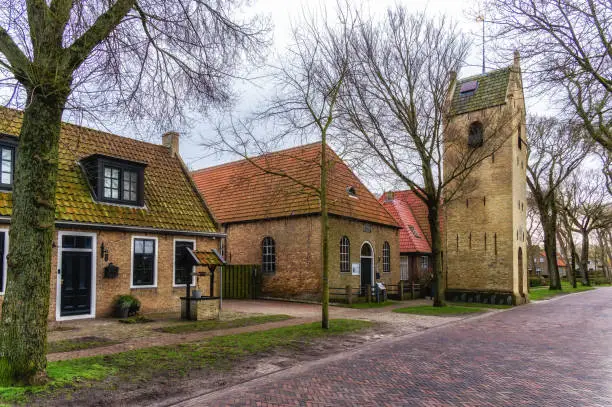 The old church on the Camminghastraat in the village Ballum on the island Ameland