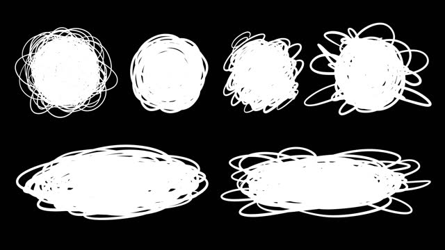 Set of Animated Hand Drawn Scribbles, Spots and Blobs.