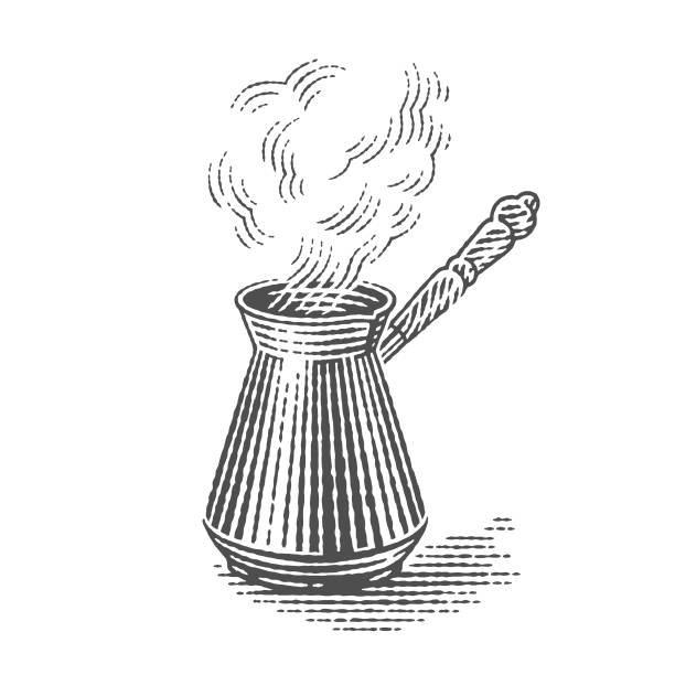 turecki garnek cezve. - coffee aromatherapy black black coffee stock illustrations
