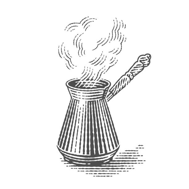 ilustrações de stock, clip art, desenhos animados e ícones de turkish cezve pot. - coffee aromatherapy black black coffee