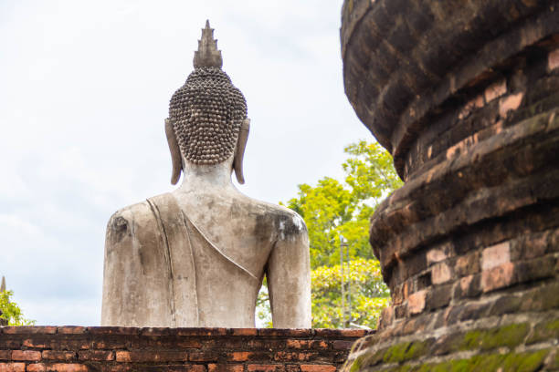 Back of buddha statue at Wat Yai Chai Mongkhon temple in Ayutthaya Historical Park, Thailand