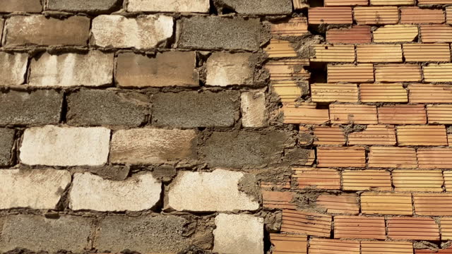 Deteriorated wall made with variation of bricks