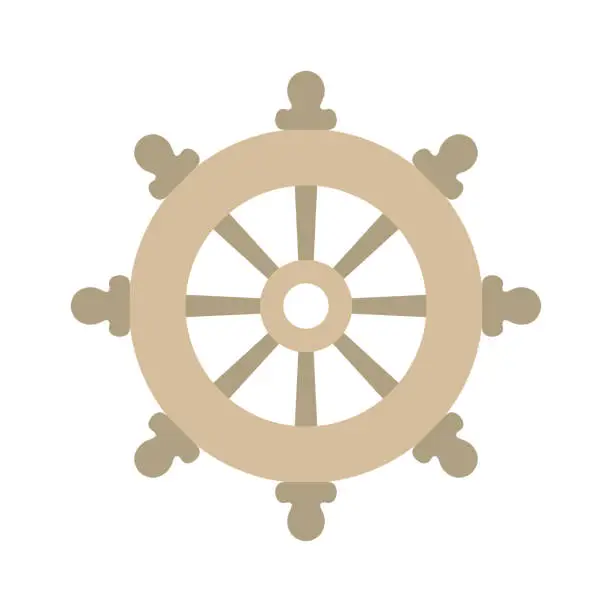 Vector illustration of flat vector illustration of navigation ship wheel isolated