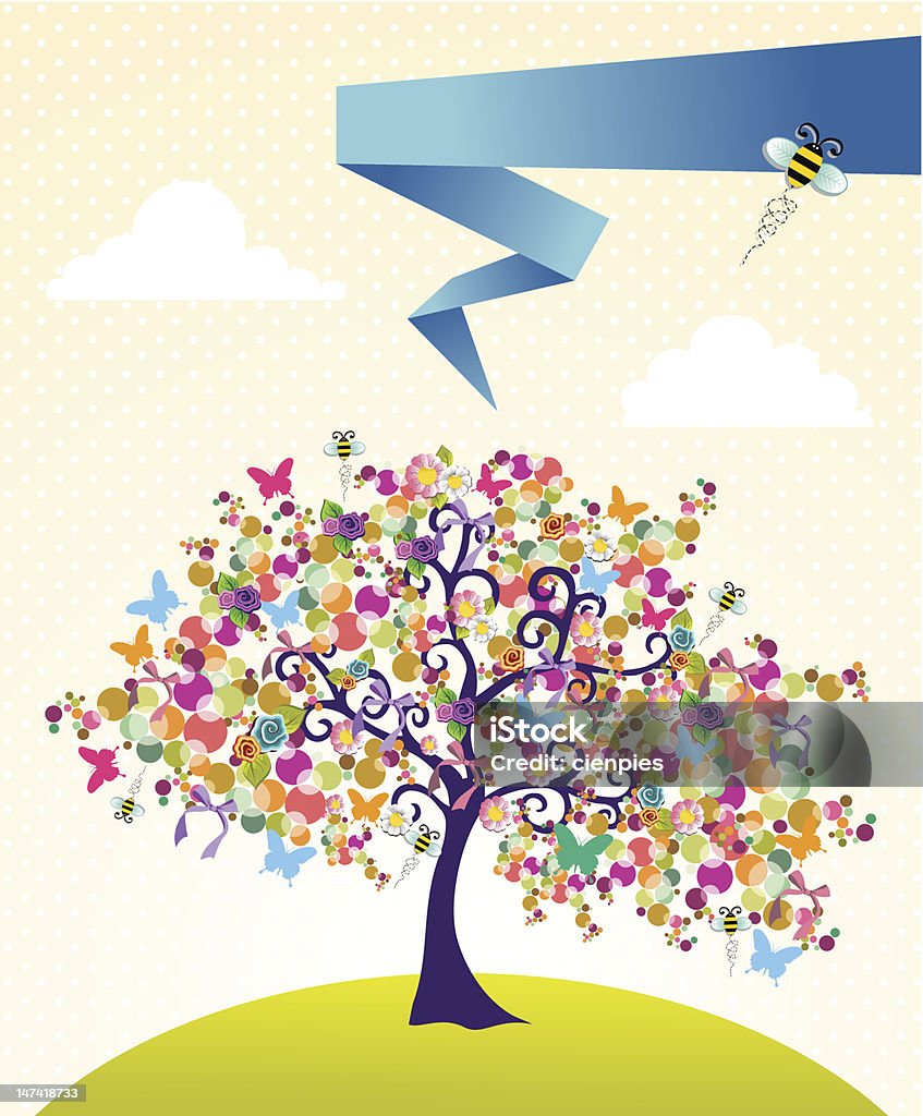 Abstract spring time tree landscape Abstract spring time tree composition with flowers background. Vector file layered for easy manipulation and custom coloring. Abstract stock vector