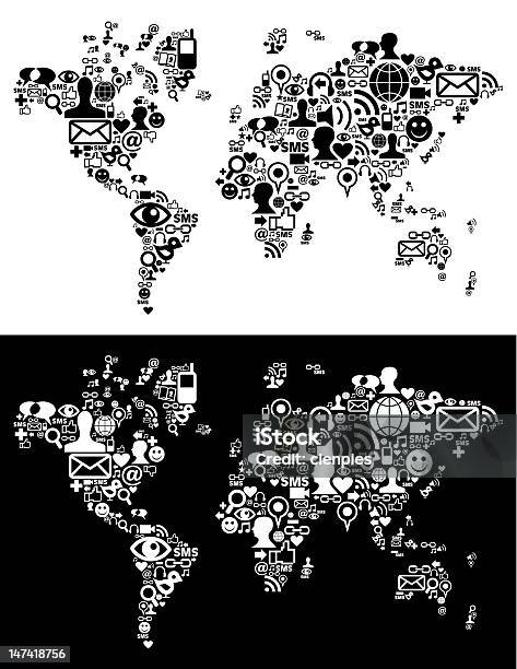 Социальные Медиа Сети Иконки На Карта Мира Рисунок — стоковая векторная графика и другие изображения на тему Абстрактный - Абстрактный, Бизнес, Бизнесмен