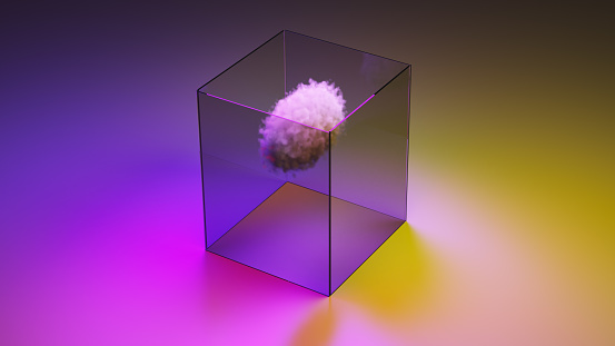 The cloud, boxed in a glass display case. CGI