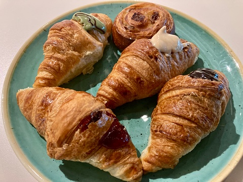 Breakfast- patries with cream and marmelade