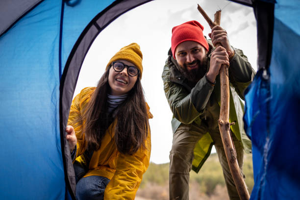 istock Time to get wormer inside the tent 1474195312