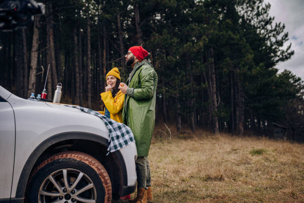 istock Young couple having a car picnic 1474195350