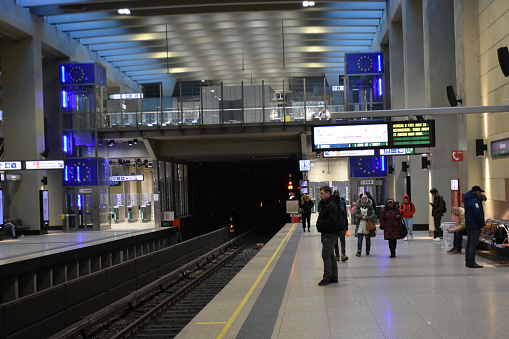 Brussels Metro Station In Belgium Europe, Public Transportation Metro, People Boarding Metro, Waiting For Metro, Departing After Arrival