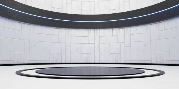 istock Circular podium in a circular screen vaulted dome circular great hall 3D illustration 1474197962