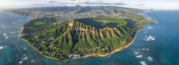 Diamond Head crater in Oahu stock photo