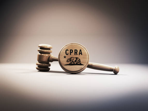 California Privacy Right Act law C P R A California Privacy Right Act law concept judgement hammer and C P R A text on light brown background human rights act stock pictures, royalty-free photos & images