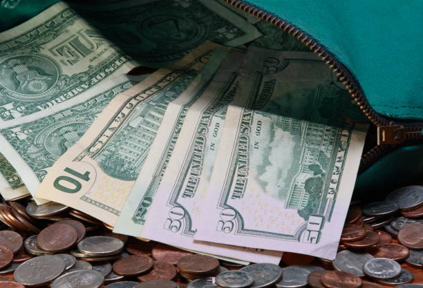 Currency and Coins green bag