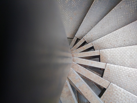 A circular staircase in a garden