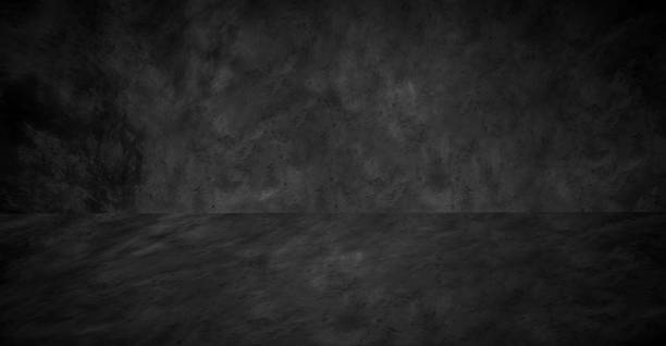 istock Cement floor and black wall backgrounds, empty room, interior, use for display products. 1474203583