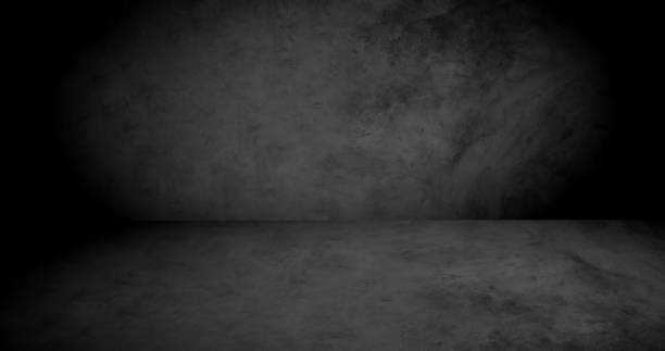 istock Cement floor and black wall backgrounds, empty room, interior, use for display products. 1474203641