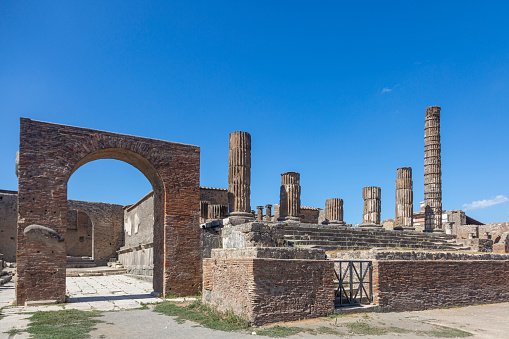 The ruins of the ancient city of Pompeii near Naples in the Campania, the classical Roman city