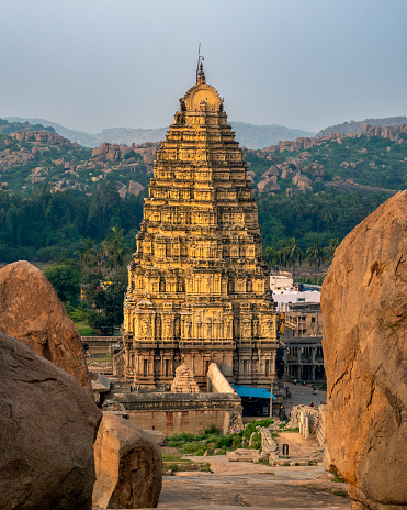 Virupaksha Temple dedicated to lord Shiva is located in Hampi in Karnataka, India. Hampi, the capital of Vijayanagar Empire is a UNESCO World Heritage site.