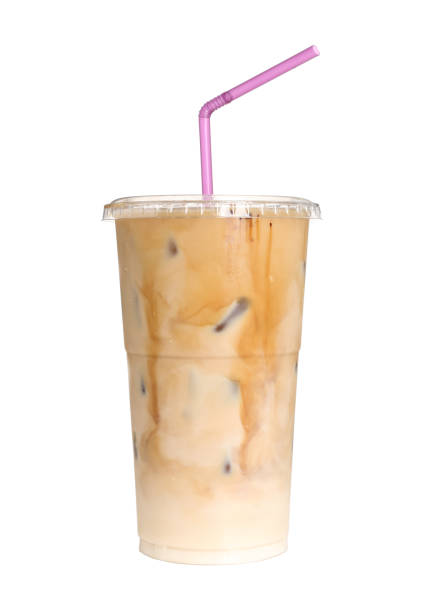 istock Takeaway plastic cup with cold coffee drink and straw on white background 1474228538