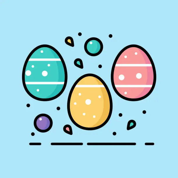 Vector illustration of Easter Eggs Icon Line Art 2