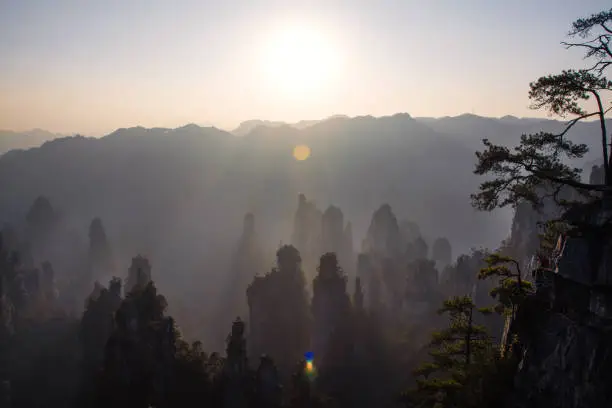 Tian Zi Mountain of Zhangjiajie National Forest Park in Hunan province