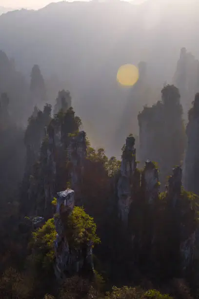 Tian Zi Mountain of Zhangjiajie National Forest Park in Hunan province