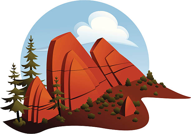 Red Rock Outcropping Vector illustration of a red sandstone outcropping. Objects are grouped on named layers for easy edits. new mexico landscape stock illustrations
