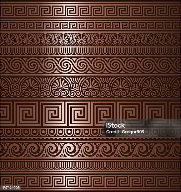 Rame Ornamenti Greci Senza Cuciture - Immagini vettoriali stock e altre immagini di Dingbat - Dingbat, Grecia - Stato, Rame - Metallo