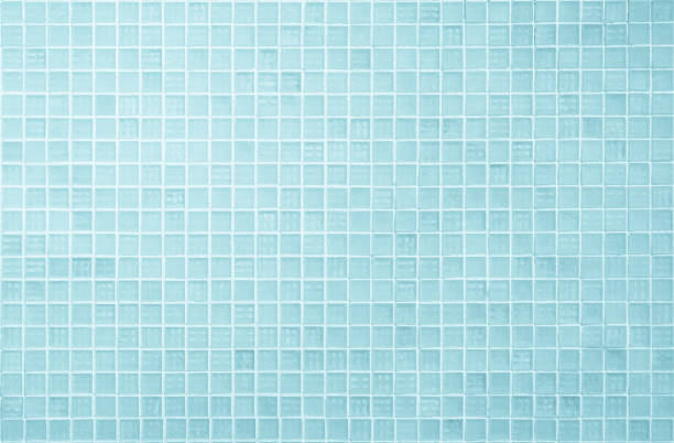 istock Blue light ceramic wall chequered and floor tiles mosaic background in bathroom, kitchen. Design pattern geometric with grid wallpaper texture decoration pool. Simple seamless abstract surface clean. 1474240264