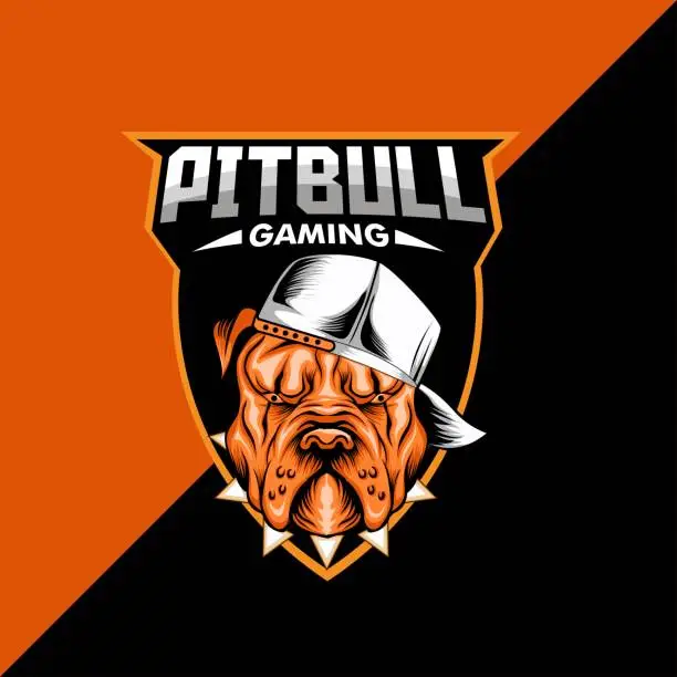 Vector illustration of Pitbull mascot emblem template. editable text, layer, and colors