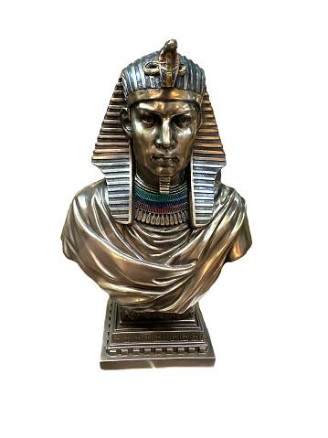 Pharaoh statue isolated on white background