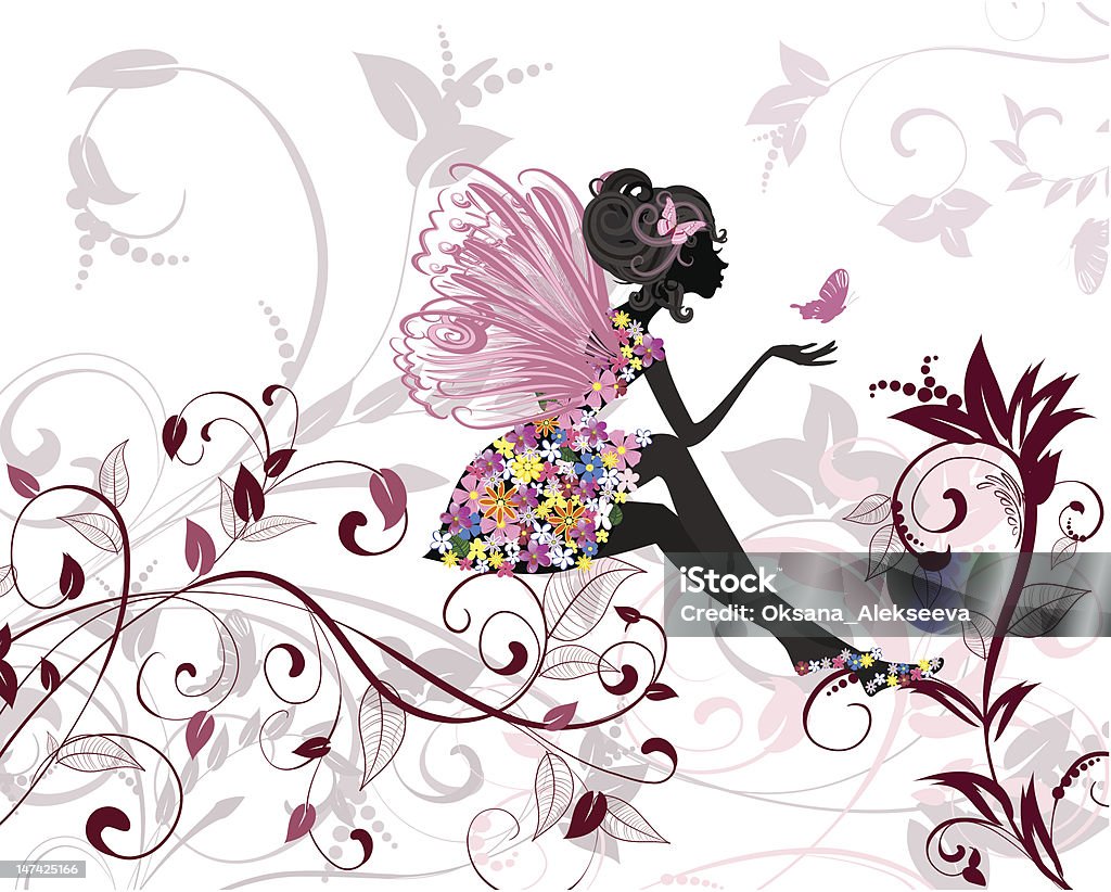 Flower Fairy with butterflies Fairy stock vector