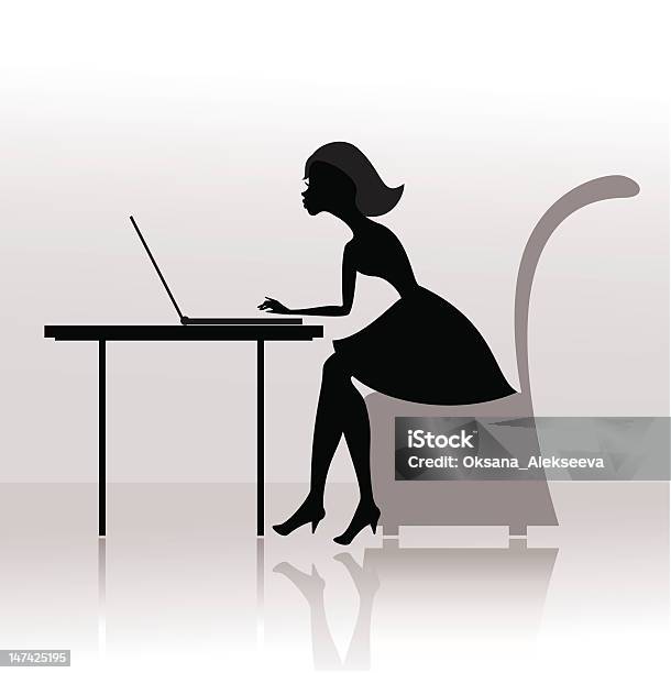 Девушка На Компьютере Принтом — стоковая векторная графика и другие изображения на тему Беспроводная технология - Беспроводная технология, Бизнес, Векторная графика
