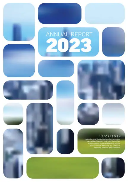 Vector illustration of Light annual report front cover page template with photo